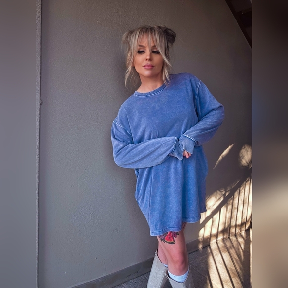 Indigo Pocket Sweatshirt Dress - Picture 4 of 8